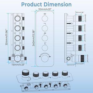 Robinet de douche intelligent 4 voies à bouton-poussoir, mitigeur dissimulé à 4 sorties, multifonctionnel, contrôle <span class=keywords><strong>du</strong></span> débit - Product Image 3