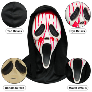 Máscara de Terror de Halloween con Diseño de Cara de Fantasma, Blanca y Sangrienta, con Capucha Negra, Accesorio de Maquillaje para Fiestas - Product Image 2