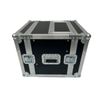 Flight case en aluminium sur mesure 6U+2U pour microphones, avec tiroir de rangement simple couche pour amplificateur et micro, et couvercle supérieur coulissant