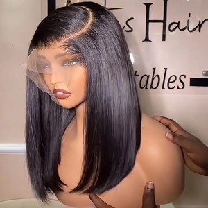 Giá rẻ 13x6 ren phía trước cùn cắt perruque <span class=keywords><strong>Bob</strong></span> Naturel 100% humain dệt và Tóc giả <span class=keywords><strong>Bob</strong></span> thô Brazil <span class=keywords><strong>Bob</strong></span> tóc tóc giả cho phụ nữ - Product Image 2