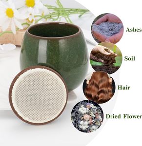 โกศเซรามิกขนาดเล็กสีเขียวขุ่นสำหรับใส่เถ้ากระดูกมนุษย์ โกศเก็บอัฐิสัตว์เลี้ยง โกศที่ระลึกที่สามารถปรับแต่งได้ - Product Image 5