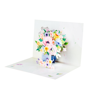 Carte de vœux 3D Pop Flower Basket Joyeux anniversaire, faite à la main, personnalisée, papillon surprise, boîte cadeau en papier cartonné, enveloppe découpée au laser - Product Image 3