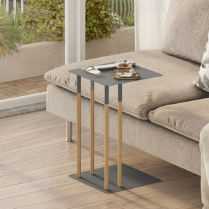 Table d'appoint industrielle moderne en métal gris et bois de Catania Livraison gratuite vers les pays européens Table basse - Product Image 4