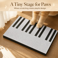 Papan Garukan Kucing Bentuk Tombol Piano Ekstra Besar Desain Lurus Tahan Lama Tahan Aus Kertas Bergelombang Tidak Mudah Rontok Mainan Kucing