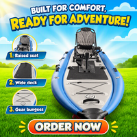 Kayak à pédales gonflable, système de pédales à économie d'effort, bateau gonflable portable pour la pêche en plein air