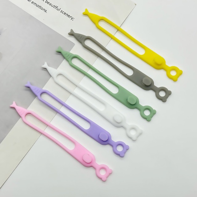 Reusable Silicone Cable Ties Multi-functional Cord Organizer Rubber Cable Straps for Earphone Data Cable Management
