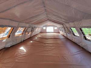 Grande tente d'été de qualité militaire, imperméable, en bâche Oxford PVC, beige désert, robuste, 80 m², pour 40 personnes, une chambre - Product Image 2