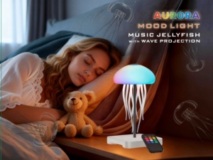 Lampe d'Ambiance LED Méduse Premium avec Projecteur d'Ondulations Aquatiques, Haut-Parleur Bluetooth et Musique Apaisante à <span class=keywords><strong>Bruit</strong></span> Blanc <span class=keywords><strong>pour</strong></span> un Sommeil Amélioré - Product Image 6