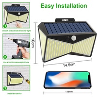 IP65 Étanche Extérieure Jardin Escalier Solaire Alimenté 4 Côtés Éclairage Mur Lampe 400LED PIR Motion Sensor Led Solaire Lumière 3 modes