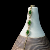 Pulsera de Jadeíta Birmana Natural de Grado A, Forma Marquesa, Verde, para Uso Diario, Regalo para Mujer (con Certificado NGTC)