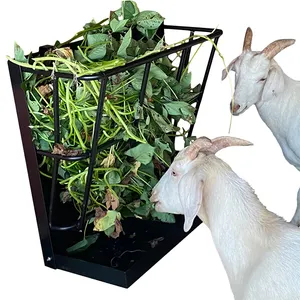 JH-Mech ODM Farm 18 Gallon Large Capacity 2 In 1 Multiple Sided Detachable Grain Tray Goat Metal Horse Hay Rack