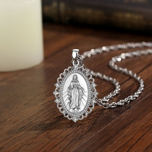 Venta al por mayor: Collar con colgante de la Medalla Milagrosa chapado en oro de 24K, Virgen María, con piedra de circonita cúbica, el mejor regalo para el Día de la <span class=keywords><strong>Madre</strong></span>. - Product Image 6