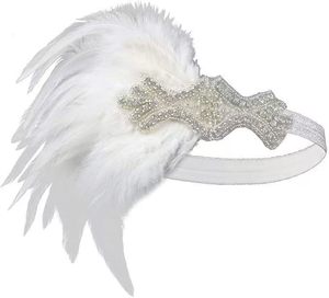 Feather <b>Headband</b> Women Vintage <b>Beaded</b> Hair Band Ethnic Style Costume Headpiece For Themed Party Banquet Masquerade Halloween - Product Image 2