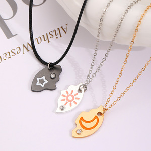 New 3pcs/set New Star <strong>Moon</strong> <strong>Sun</strong> High-end Design Alloy Color Plating Splicing Round <strong>Friendship</strong> <strong>Necklace</strong> - Product Image 2