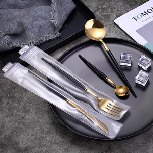 Juego de cubiertos de acero inoxidable, juego portugués de cuatro piezas, cuchillo para carne, tenedor, cuchara, cuchara para postre, suministros para hoteles - Product Image 4