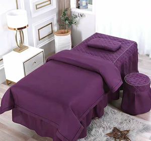 Juego de cuatro piezas de fundas para camilla de belleza, color sólido, producto especial para salón de belleza, funda simple para camilla de masaje, terapia y lavado de cabello. - Product Image 4