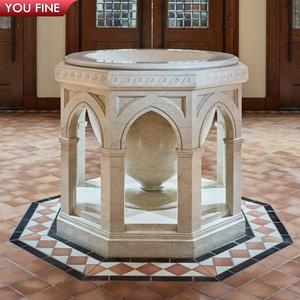 Fuente de bautismo religioso cristiano de mármol Real tallada a mano al por mayor de YOUFINE para instalación de arte sagrado interior de Iglesia - Product Image 2