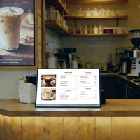 Écran d'affichage interactif Android intelligent de 21,5/23,8 pouces pour menu électronique de restaurant de chaîne de salons de thé, publicité de prix de bureau