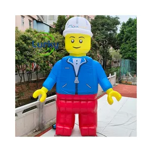 Precio al por mayor 3M dibujos animados inflables LEGO constructor inflable personalizado Trabajador de Construcción inflable dibujos animados gigante constructor