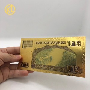 1000 pièces <span class=keywords><strong>Zimbabwe</strong></span> Billet D'or Quinquagintillion Dollars en boîte Noire avec certificat et La Lumière UV pour collection - Product Image 3