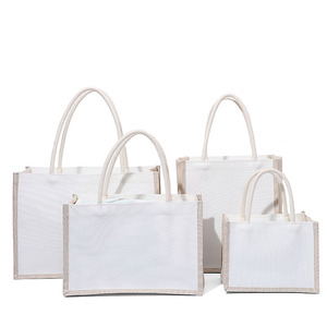 Sacs fourre-tout en toile de <span class=keywords><strong>jute</strong></span> promotionnels vente en gros de petits sacs fourre-tout réutilisables épicerie écologique - Product Image 2