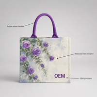 Sac fourre-tout laminé imprimé floral en couleur, durable et réutilisable, avec logo personnalisé pour la promotion et les magasins de détail