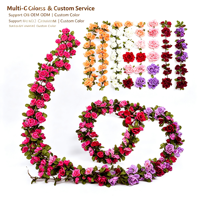 Guirlande florale artificielle en soie de roses et pivoines pour décoration d'arche de mariage, ornement de plafond et aménagement de lieux événementiels
