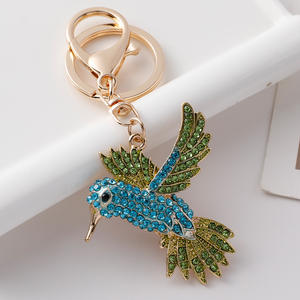 Licht luxe creatieve kolibrie strass metalen sleutelhanger kleine hanger dier vogel sieraden accessoires sleutelhanger - Product Image 4