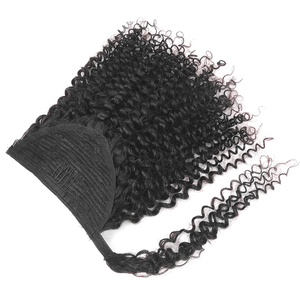 Extensions de cheveux humains vierges Remy afro bouclés crépus, queue de cheval à clipser et à nouer - Product Image 4