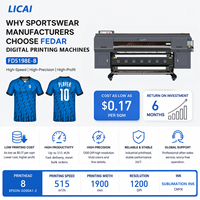 Impresora Digital de Sublimación de Alta Velocidad Even Ink Droplet Fedar FD5198E-B de 1900 mm con 8 Cabezales I3200-A1-2 para Ropa Deportiva de Poliéster