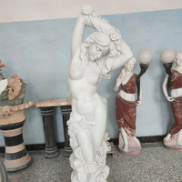 Belle sculpture de femme nue moderne sculptée à la main en marbre poli, couleur blanche, 2 m, statue de jardin pour usage hôtelier