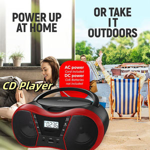 เครื่องเล่นซีดีพกพา บูมบ็อกซ์ บลูทูธ วิทยุ FM ช่องเสียบ USB AUX ลำโพงคู่ ใช้ไฟ AC/DC เสียงสเตอริโอ สำหรับใช้ในบ้านและนอกบ้าน - Product Image 4