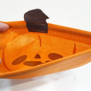 Sac cadeau non tissé à cordon de serrage orange pour citrouille, pochette réutilisable en plastique pour bijoux, idéal pour les cadeaux de fête d'Halloween - Product Image 3