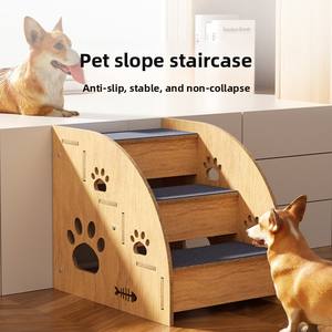 Massief Houten Trappen Voor Huisdieren Antislip Hondenbed Ladder Voor Kleine Katten Comfortabele Klimbank Met Antislip Oppervlak - Product Image 3