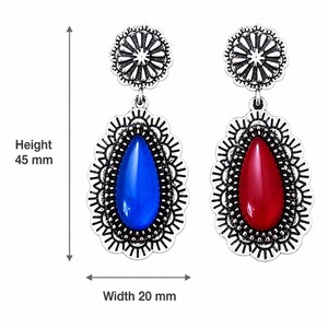 Orecchini bicolore rosso e blu, gioielli retrò da donna per tutti i giorni, idee regalo - Product Image 5