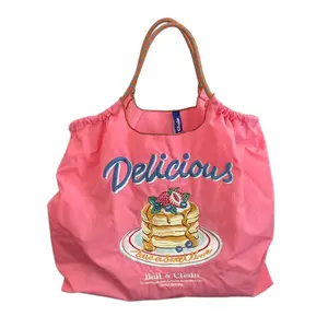 Многоразовая Экологичная сумка для покупок, нейлоновая ткань, вышитая Цветочная портативная Холщовая Сумка для покупок, нейлоновая сумка для покупок