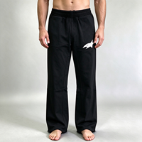 Pantalons et pantalons droits pour hommes en coton sergé noir, avec rivets personnalisés, fermeture éclair et taille plate, pour l'entraînement
