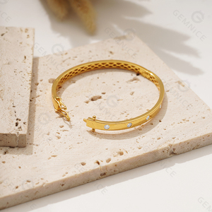 Gemnel 925 Sterling <strong>Silver</strong> Wholesale Custom Not Allergic 18K Gold Rose Gold Plated Couple Bracelet <strong>Bangles</strong> Clasp for Women - Product Image 3