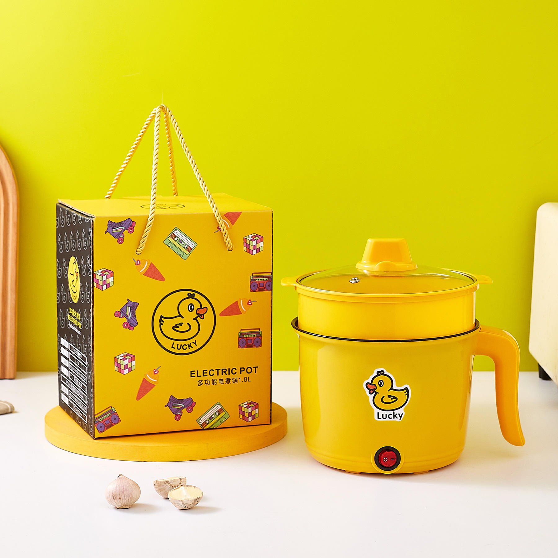 Electric caldron + non-stick + steamer with gift box