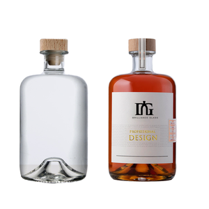 Botellas de vidrio de licor populares de fondo elevado 70cl 75cl para botella de Ginebra Tequila Whisky Vodka con tapones de corcho de 21,5mm - Product Image 1