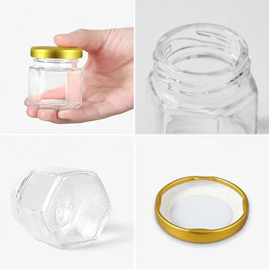 Hũ thủy tinh cao cấp 45ml/1.5oz hình lục giác nhỏ đựng mật ong, mứt, kẹo, có nắp vàng, dùng làm quà tặng - Product Image 3