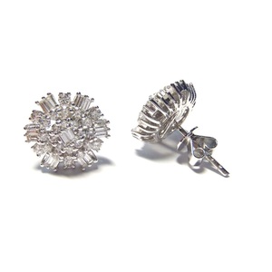 Éblouissant luxueux 18K or blanc femmes boucles d'oreilles de haute qualité bijoux en diamant véritable flocon de neige Design à la mode grand - Product Image 3