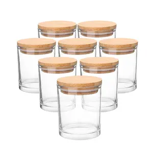 Clear premium glass candle jar with bamboo wooden metal lids thick base 10oz hot sale custom candle cup in bulk