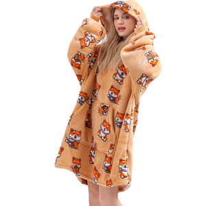 Comfortable Thickened <strong>Fleece</strong> <strong>Jacket</strong> Adult Style Therahoodie Blanket Pajama TV Blanket Hood Woven <strong>Bed</strong> Home Lazy Shirt Wearable - Product Image 1