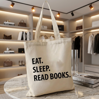 Sacs en toile réutilisables OEM Fashion Book&Skull à longues poignées, petits sacs de shopping, de plage, d'épicerie, 12 oz, écologiques, recyclables, pour femmes, cadeau