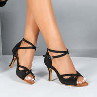 Chaussures de danse salsa/latine pour femmes, en daim doux et tendance, talon de 9 cm, avec doublure en coton