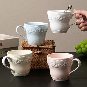 New Product Strawberry Embossed Ceramic Mug Vintage Coffee Cup Elegant Tea Mug - Product Image 1