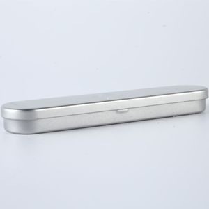 Tin Pencil Case For Pens And <b>Makeup</b> Tools Storage <b>Box</b> Silver Metal Organizer - Product Image 3