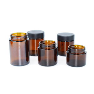 Wholesale Custom Logo Printing Design And Custom Size Amber Glass Container Jar With Child Resistant Plastic Lid For Flower
