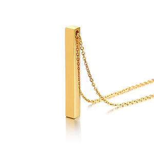 <span class=keywords><strong>Collana</strong></span> minimalista 18K oro in acciaio inox verticale Bar <span class=keywords><strong>con</strong></span> Logo personalizzato e catena a maglie <span class=keywords><strong>nome</strong></span> personalizzato gioielli - Product Image 1
